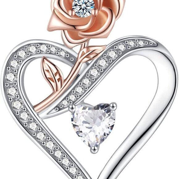 Gifts for Women Rose Heart Necklaces for Women Birthday Christmas Jewelry Gift
